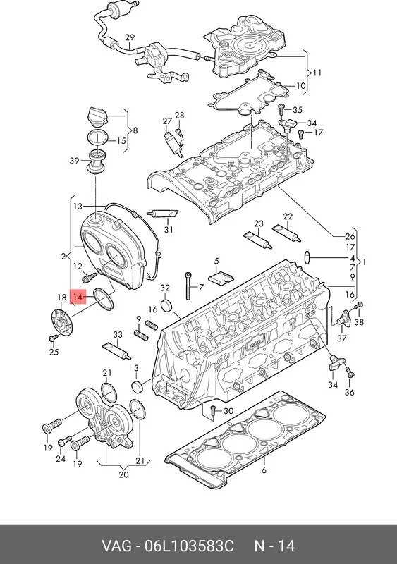 Junta Tapa De Distribución Original Audi Vw 2.0t 06l103583c - Imagen 3